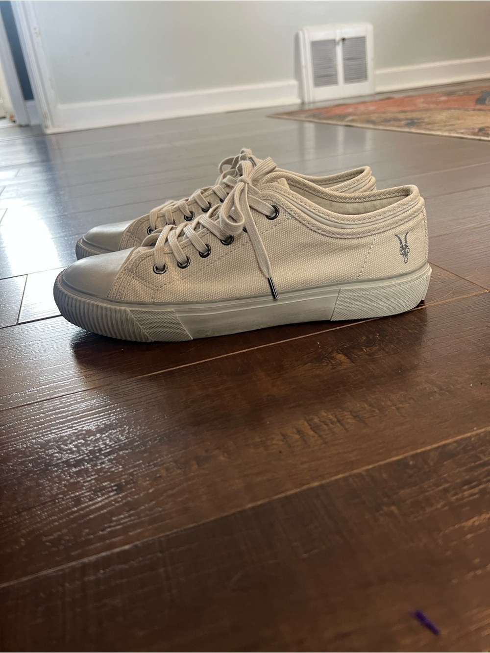 All Saints Neutral Canvas Low-Top Sneakers